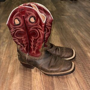 Justin Boots Men's Silver SV2532 12-Inch Chocolate Buffalo/Red Torino size 9.5D